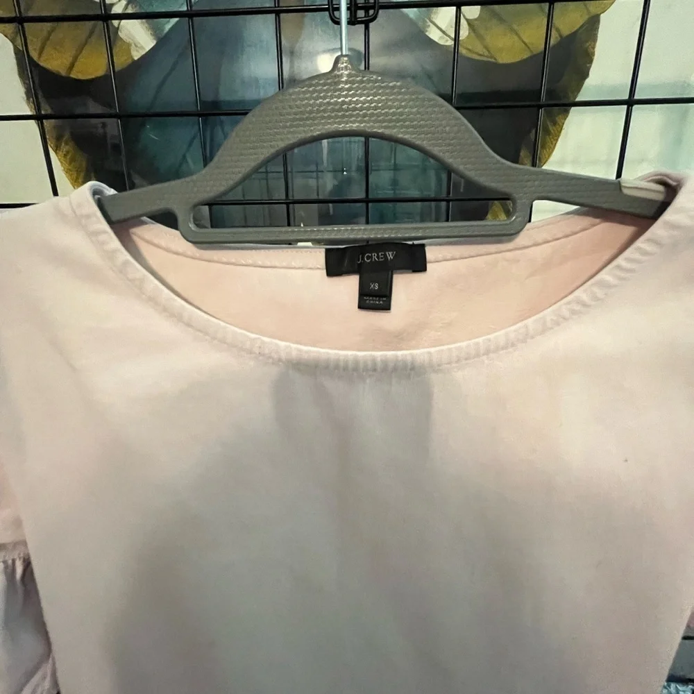 J. Crew Light Pink Blouse with Puff Sleeves